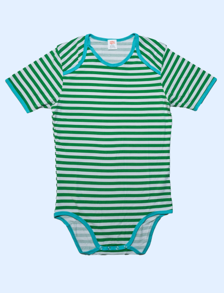 Onesie White and Green Stripe