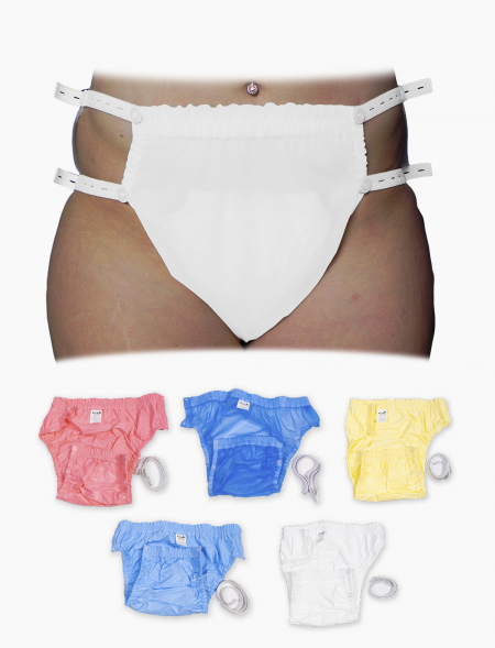 InControl Diapers - Ideal Fit Plastic Pants - Glossy White Waterproof PVC  Cover (Teen (xs) 24 to 30)